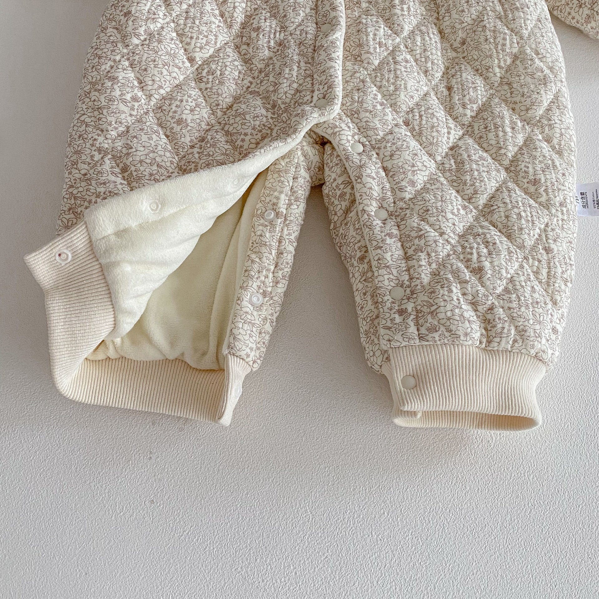 Combinaison Hiver Bébé Fille – Motif Floral, Doublure Polaire & Manches Longues