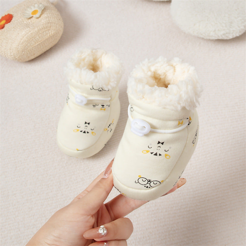 Chaussures Bébé garçon Hiver – Motifs Animaux, Doublure Polaire & Semelle Douce