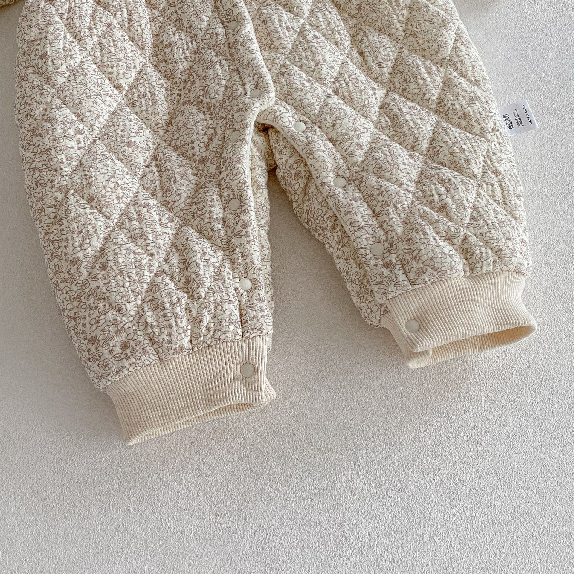 Combinaison Hiver Bébé Fille – Motif Floral, Doublure Polaire & Manches Longues